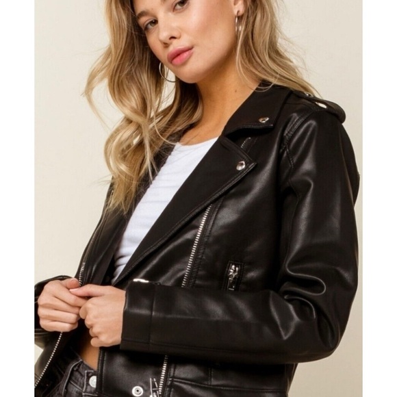 Blank NYC Jackets & Blazers - •Blank NYC• Faux Leather Moto Cropped Jacket